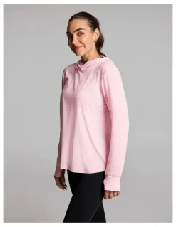 Rockwear Activate Brushed Hooded Long Sleeve Top in Rose Quartz