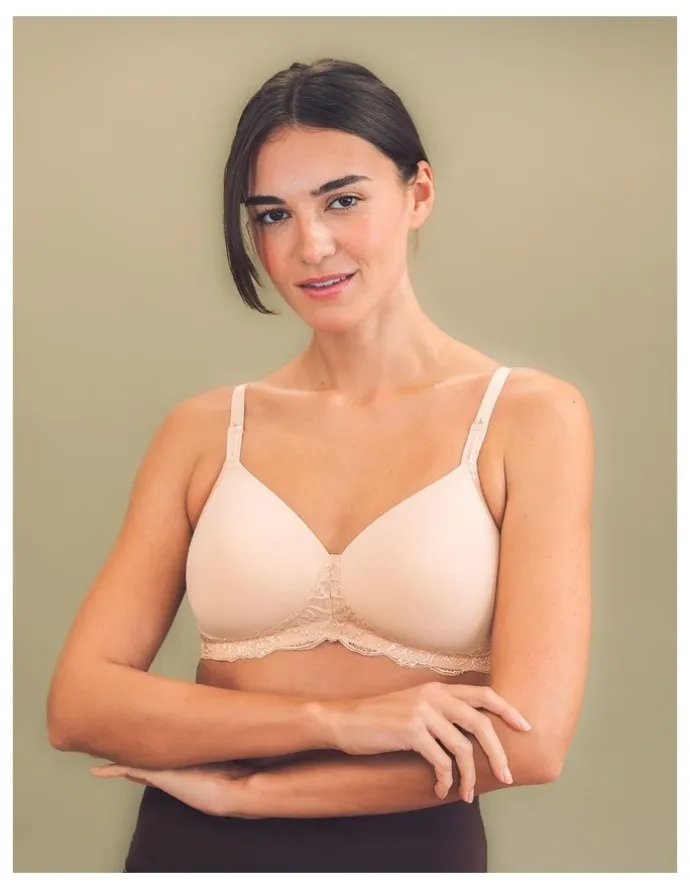 Royce Lingerie Georgia Wirefree T-Shirt Style Mastectomy Bra with Cotton & Lace in Beige
