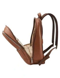 Samsonite Classic Leather Slim Backpack in Cognac Brown