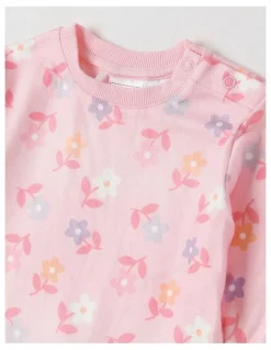 Sprout Cosy Knit Floral Pyjamas in Blush
