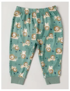 Sprout Cosy Knit Lion Pyjamas in Bright Green
