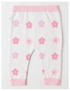 Sprout Intarsia Floral Leggings in Cream