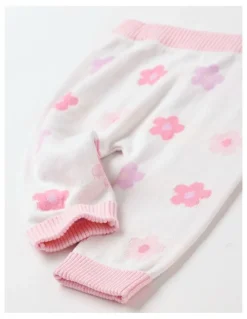 Sprout Intarsia Floral Leggings in Cream
