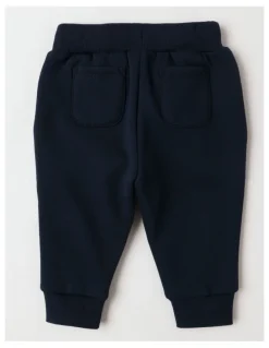 Sprout Knit Pin Tuck Trackpants in Navy
