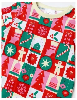 Sprout Xmas Wrapping Paper Family Matching Print Romper in Multi