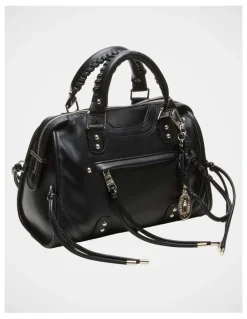 Steve Madden BRiggs Satchel Bag in Black/Silver
