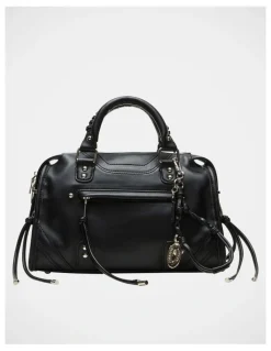 Steve Madden BRiggs Satchel Bag in Black/Silver