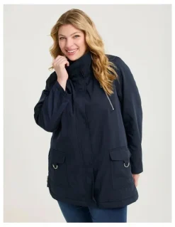 Taking Shape Relaxed Metal Trim Detail Jacket in Navy