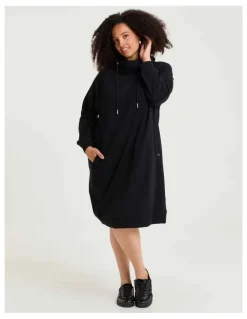 Taking Shape Zip Collar Sweat Dress Black
