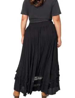 The Poetic Gypsy Frontier Maxi Skirt in Black