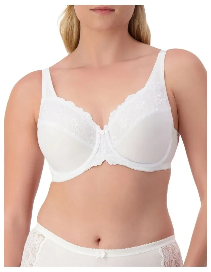 Triumph Embroidered Minimiser Bra in Solid White