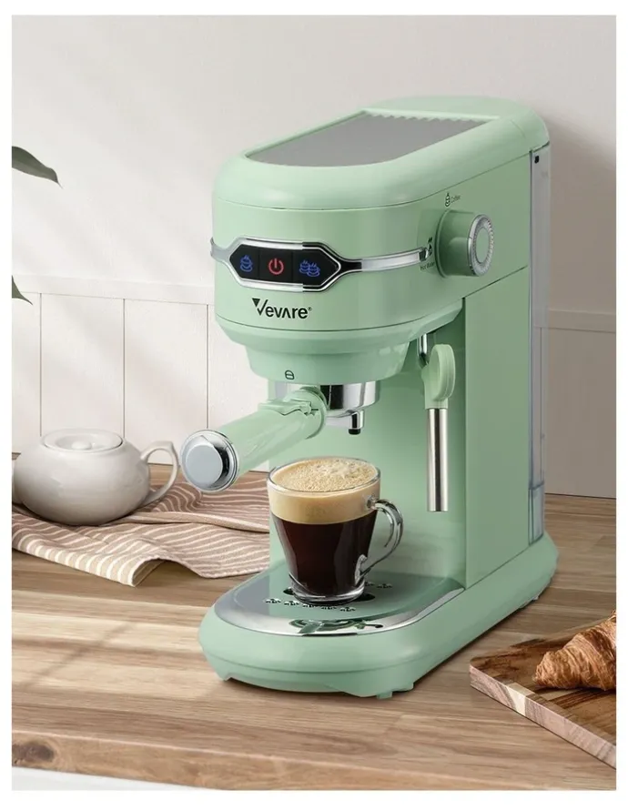 Vevare Vevare Espresso Coffee Machine Latter Cappuccino Maker 19 Bar Milk Frother Mint
