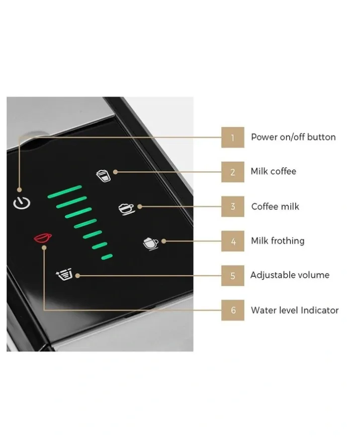 Vevare Vevare 5in1 Capsule Coffee Machine Milk Frother Nespresso Dolce-Gusto Pod Maker