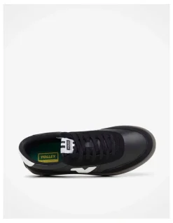 Volley Baseline Leather Sneakers in Black