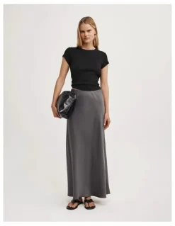 Witchery Bias Slip Skirt in Charcoal
