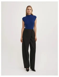Witchery High Neck Knit T-shirt in Royal Blue