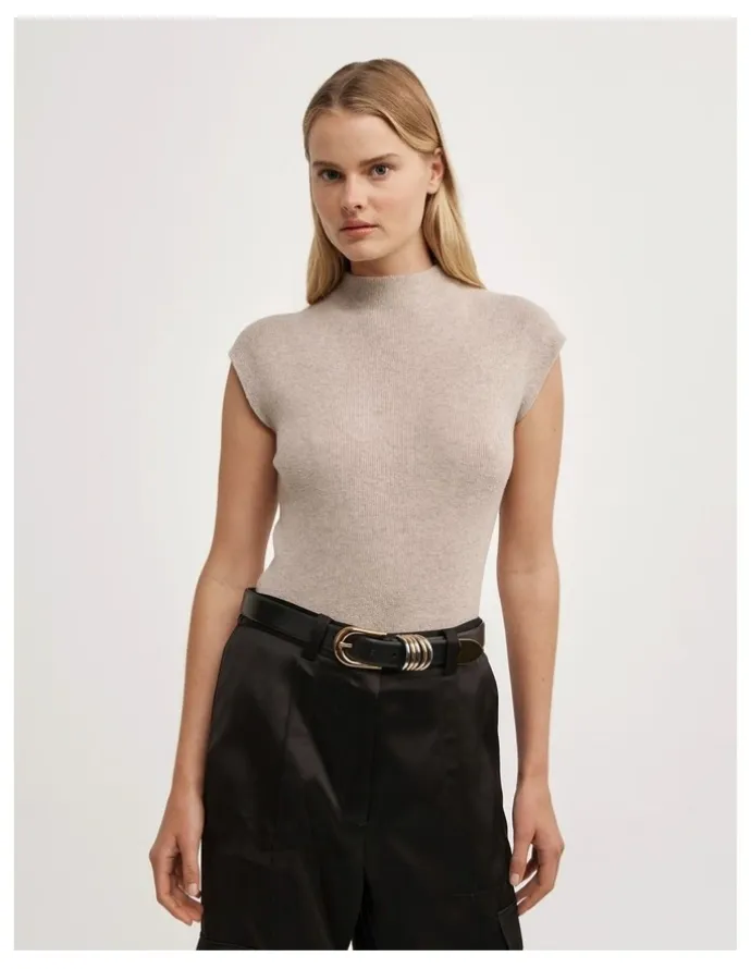 Witchery High Neck Knit T-shirt in Sienna Marle